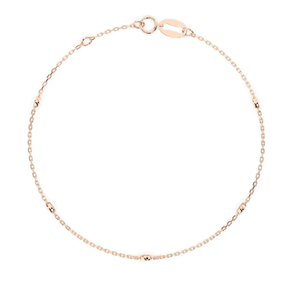 Goldarmband als Ankerkette mit 0,14 Karat Diamanten, Rotgold 585 / 14 Karat