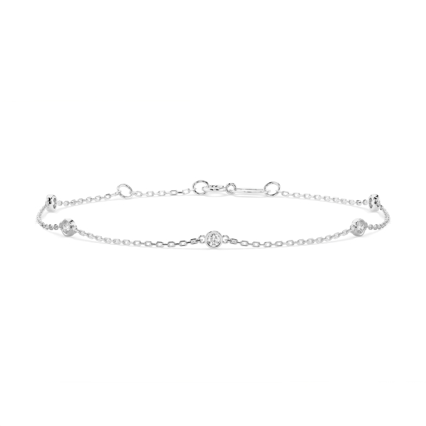 Goldarmband als Ankerkette mit 0,14 Karat Diamanten, Weißgold 585 / 14 Karat, 18 cm lang, Gewicht ca. 0,9 g.