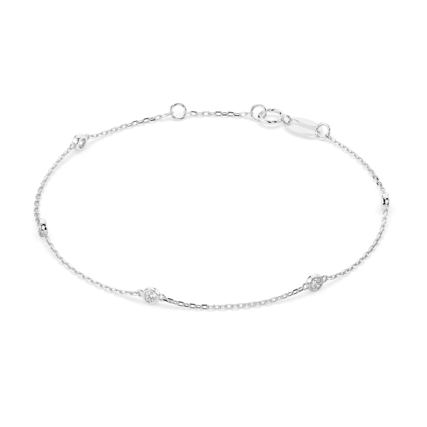 Goldarmband als Ankerkette mit 0,14 Karat Diamanten, Weißgold 585 / 14 Karat, 20,5 cm lang, Gewicht ca. 0,9 g.