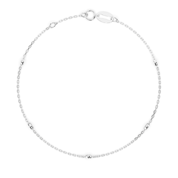 Goldarmband als Ankerkette mit 0,14 Karat Diamanten, Weißgold 585 / 14 Karat, 18 cm lang, Gewicht ca. 0,9 g.