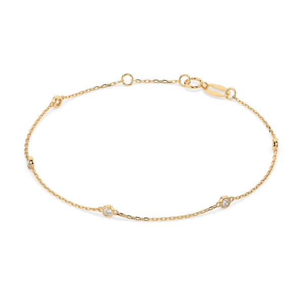 Goldarmband als Ankerkette mit 0,14 Karat Diamanten, Gelbgold 585 / 14 Karat, 17 cm lang, Gewicht ca. 0.9 g.