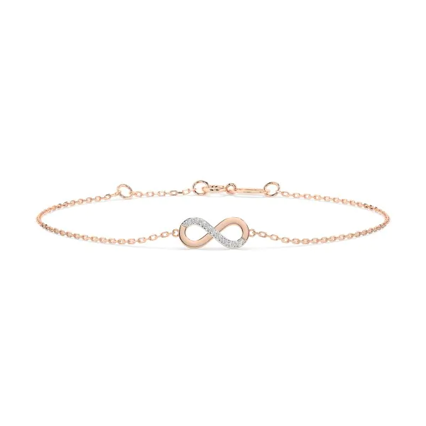 Goldarmband als Ankerkette mit 0,05 Karat Diamanten, Rotgold 585 / 14 Karat, 17 cm lang, Gewicht ca. 1,0 g.