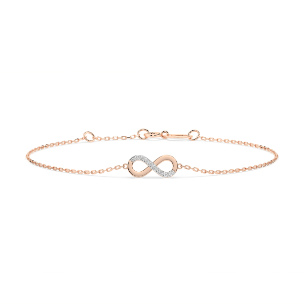 Goldarmband als Ankerkette mit 0,05 Karat Diamanten, Rotgold 585 / 14 Karat, 20 cm lang, Gewicht ca. 1,0 g.