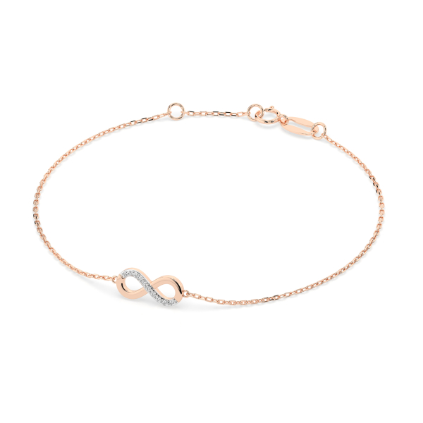 Goldarmband als Ankerkette mit 0,05 Karat Diamanten, Rotgold 585 / 14 Karat, 16,5 cm lang, Gewicht ca. 1,0 g.