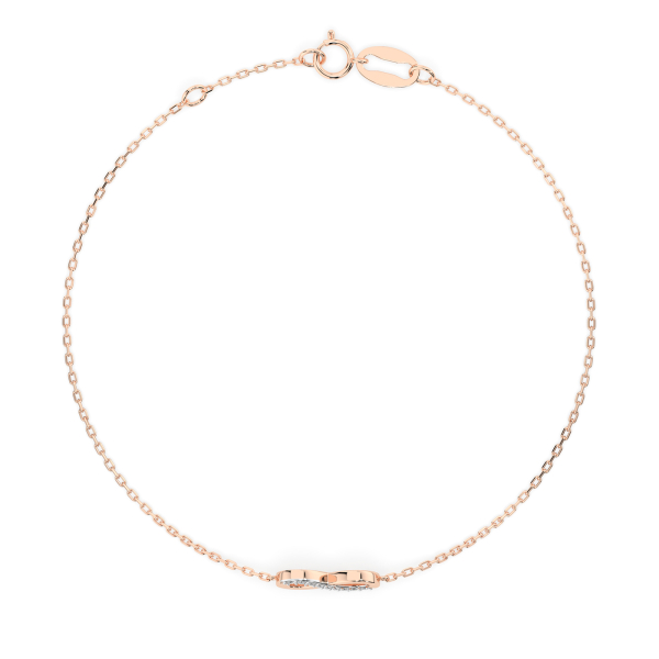 Goldarmband als Ankerkette mit 0,05 Karat Diamanten, Rotgold 585 / 14 Karat, 20 cm lang, Gewicht ca. 1,0 g.