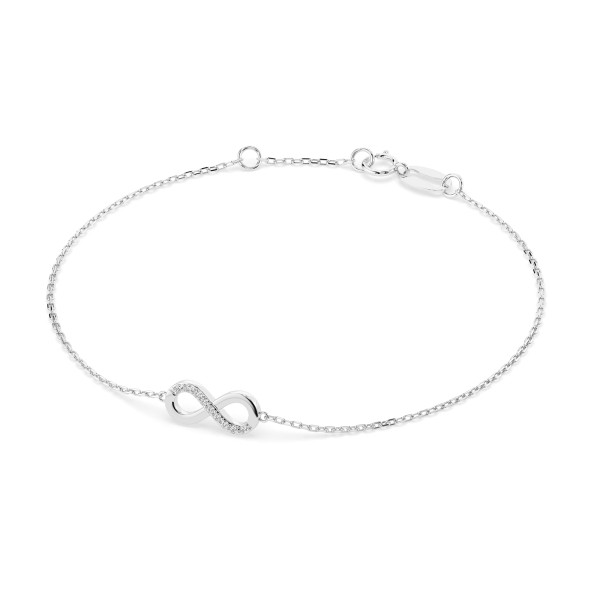 Goldarmband als Ankerkette mit 0,05 Karat Diamanten, Weißgold 585 / 14 Karat, 20 cm lang, Gewicht ca. 1,0 g.