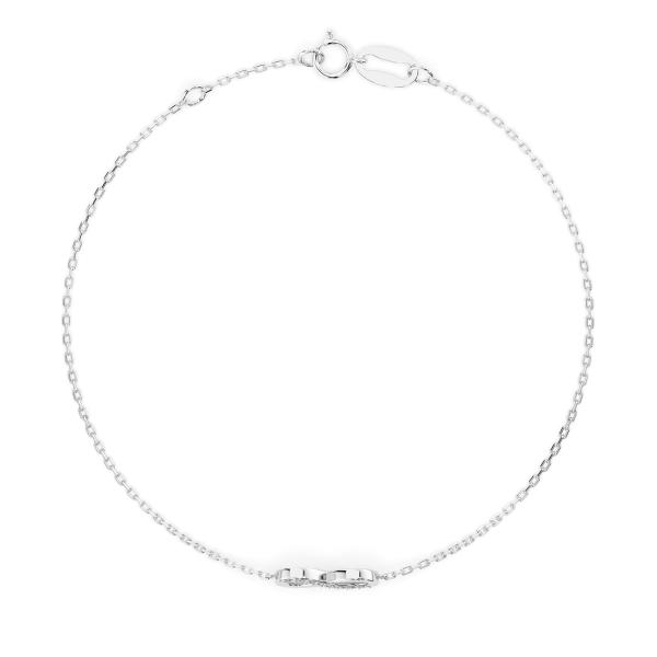 Goldarmband als Ankerkette mit 0,05 Karat Diamanten, Weißgold 585 / 14 Karat, 20 cm lang, Gewicht ca. 1,0 g.