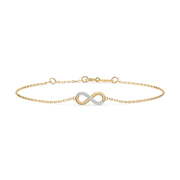 Goldarmband als Ankerkette mit 0,05 Karat Diamanten, Gelbgold 585 / 14 Karat, 19,5 cm lang, Gewicht ca. 1,0 g.