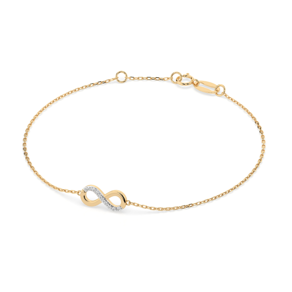 Goldarmband als Ankerkette mit 0,05 Karat Diamanten, Gelbgold 585 / 14 Karat, 20 cm lang, Gewicht ca. 1,0 g.