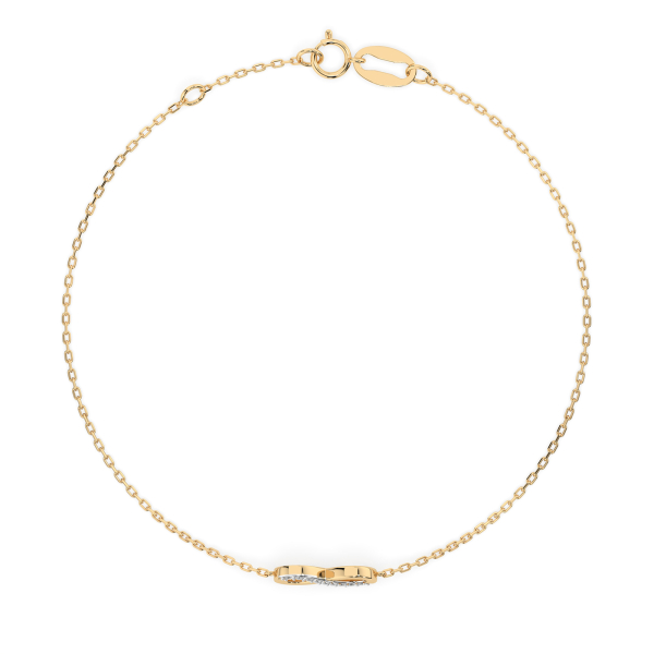 Goldarmband als Ankerkette mit 0,05 Karat Diamanten, Gelbgold 585 / 14 Karat, 20 cm lang, Gewicht ca. 1,0 g.