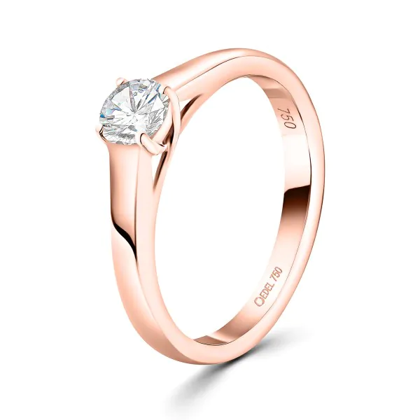 0,10 Karat Diamant Verlobungsring, Rotgold 750 / 18K, Breite 2 mm, Weite 52 mm, Gewicht ca. 1.97 g.