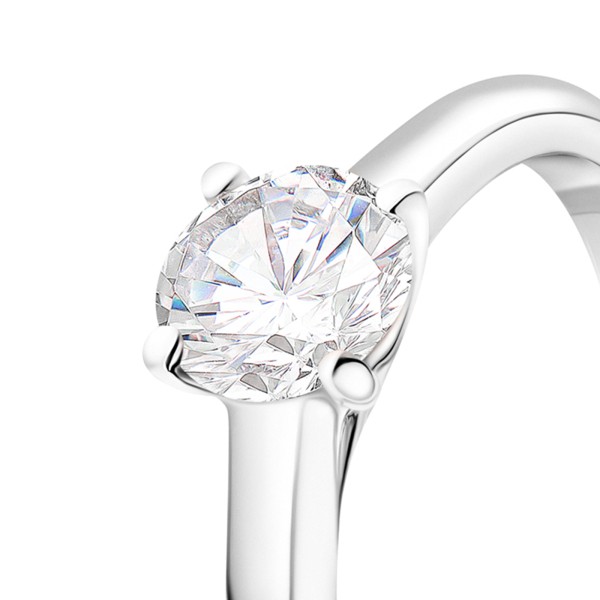 0,50 Karat Diamant Ring mit GIA Zertifikat, Weißgold 750 / 18K, Breite 1,7 mm,Weite 49 mm, Gewicht ca. 3.41 g.