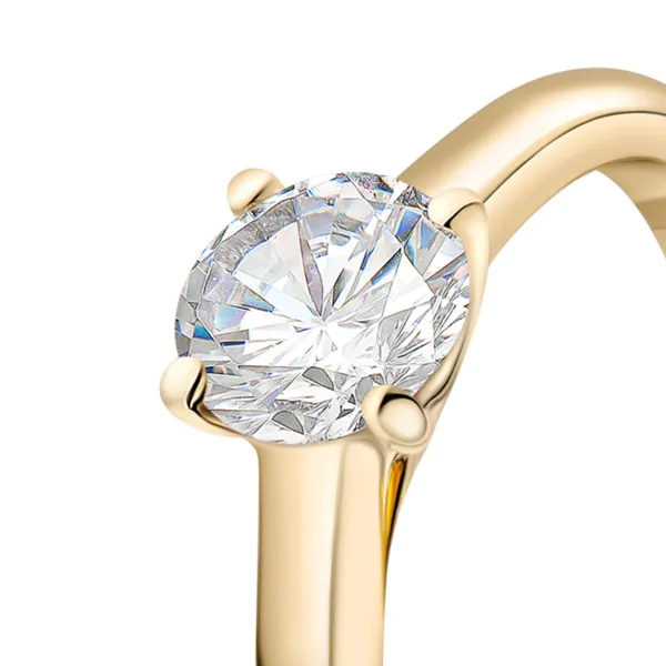 0,50 Karat Diamant Ring mit GIA Zertifikat, Gelbgold 750 / 18K, Breite 1,7 mm,Weite 58 mm, Gewicht ca. 3.41 g.
