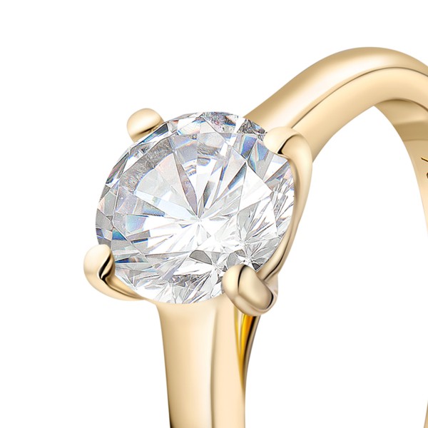 0,90 Karat Diamant Ring mit GIA Zertifikat, Gelbgold 750 / 18K, Breite 1,7 mm,Weite 53 mm, Gewicht ca. 3.41 g.