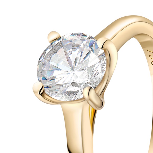 1 Karat Diamant Ring mit GIA Zertifikat, Gelbgold 750 / 18K, Breite 1,7 mm,Weite 58 mm, Gewicht ca. 3.41 g.