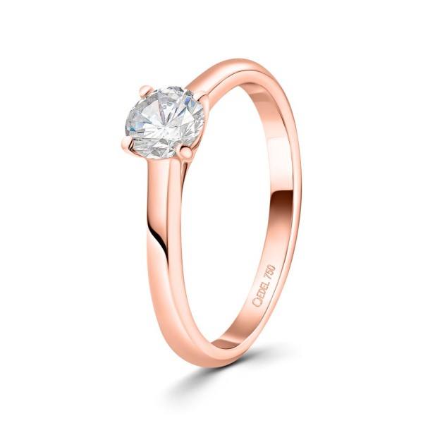 Verlobungsring in Rotgold mit Diamant 0,05K bis 1 Karat