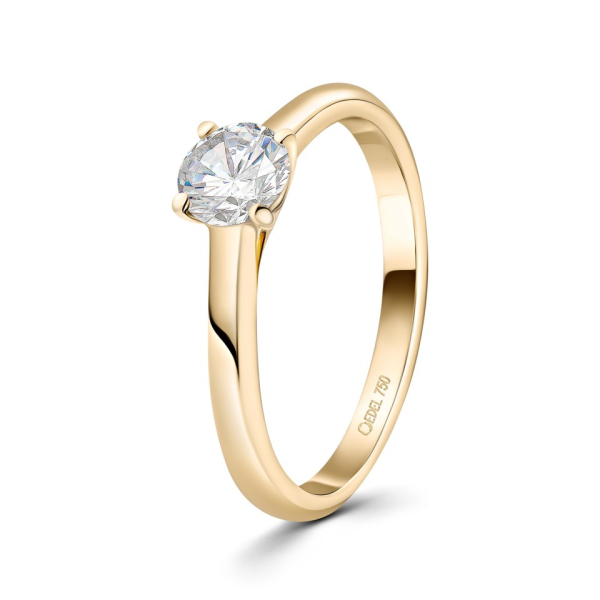 Verlobungsring in Gelbgold mit Diamant 0,05K bis 1 Karat