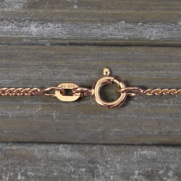 Goldkette als Panzerkette flach in Rotgold 375 / 9 Karat, 34 cm lang, 1.7 mm breit, Gewicht ca. 2.9 g.