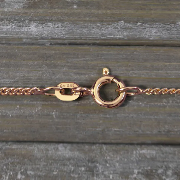 Goldkette als Panzerkette flach in Rotgold 375 / 9K, 60 cm lang, 1,7 mm breit, Gewicht ca. 5.2 g.