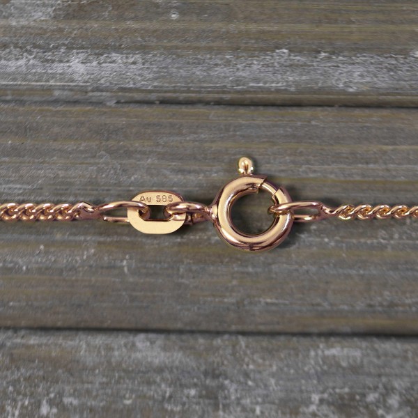 Goldkette als Panzerkette flach in Rotgold 585 / 14K, 45 cm lang, 1,7 mm breit, Gewicht ca. 4.7 g.
