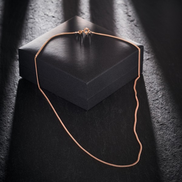 Goldkette als Panzerkette flach in Rotgold 585 / 14K, 55 cm lang, 1,7 mm breit, Gewicht ca. 5.7 g.