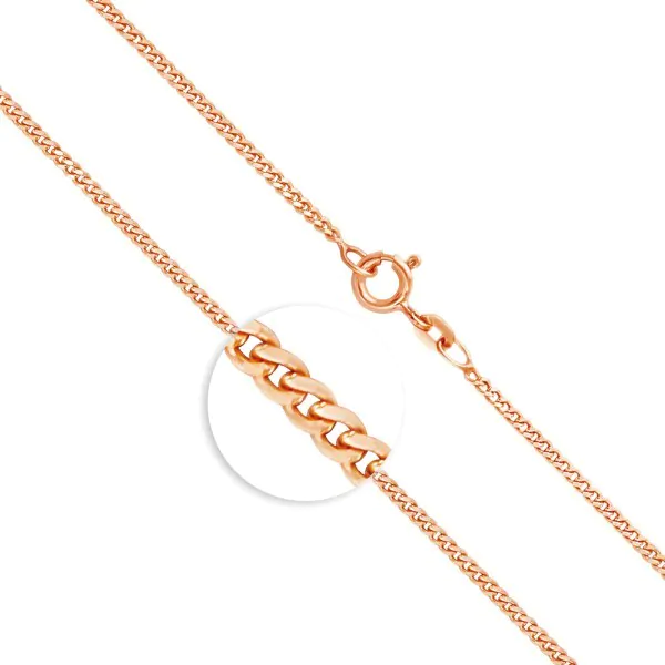 Goldkette als Panzerkette flach in Rotgold 375 / 9 Karat, 34 cm lang, 1.7 mm breit, Gewicht ca. 2.9 g.