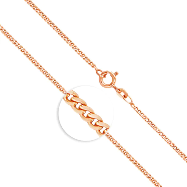 Goldkette als Panzerkette flach in Rotgold 375 / 9K, 55 cm lang, 1,7 mm breit, Gewicht ca. 4.8 g.