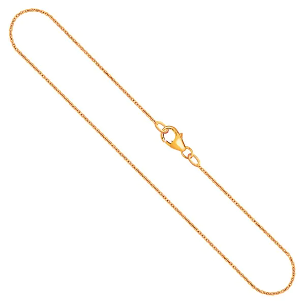 Goldkette als Ankerkette rund in Gelbgold 585 / 14K, 38 cm lang, 1,1 mm breit, Gewicht ca. 1.7 g.