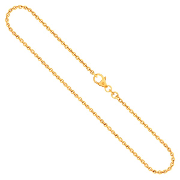 Goldkette als Ankerkette rund in Gelbgold 375 / 9 Karat, 36 cm lang, 2 mm breit, Gewicht ca. 3.6 g.