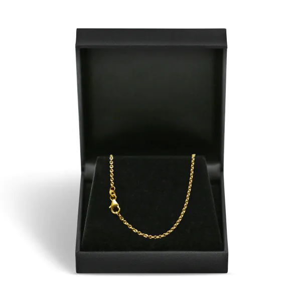 Goldkette als Ankerkette rund in Gelbgold 585 / 14 Karat, 75 cm lang, 2 mm breit, Gewicht ca. 8,3 g.