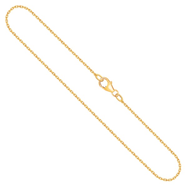 Goldkette als Ankerkette diamantiert in Gelbgold 333 / 8K, 38 cm lang, 1,3 mm breit, Gewicht ca. 1.9 g.