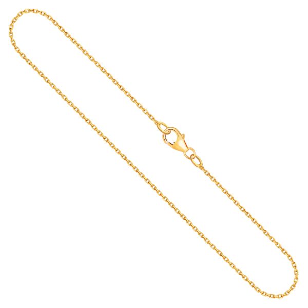 Goldkette als Ankerkette diamantiert in Gelbgold 750 / 18K, 40 cm lang, 1,3 mm breit, Gewicht ca. 3.1 g.