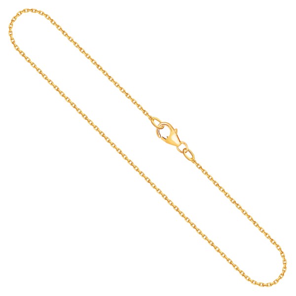 Goldkette als Ankerkette diamantiert in Gelbgold 750 / 18K, 45 cm lang, 1,3 mm breit, Gewicht ca. 3.4 g.