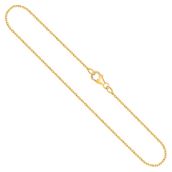 Goldkette als Ankerkette diamantiert in Gelbgold 585 / 14K, 38 cm lang, 1,3 mm breit, Gewicht ca. 2.3 g.