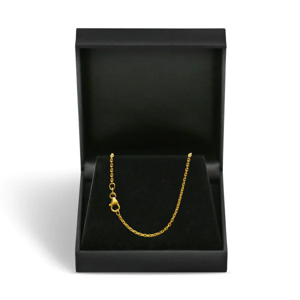 Goldkette als Ankerkette diamantiert in Gelbgold 585 / 14 Karat, 55 cm lang, 1.7 mm breit, Gewicht ca. 5,6 g.