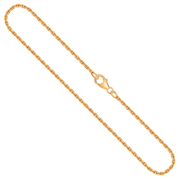 Goldkette als Ankerkette diamantiert in Gelbgold 585 / 14K, 38 cm lang, 1,9 mm breit, Gewicht ca. 5 g.