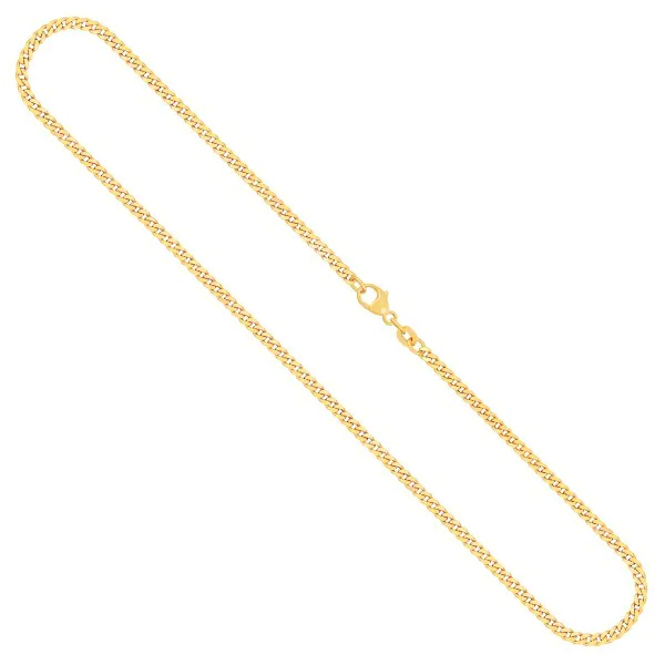 Goldkette als Panzerkette flach 0.8 Höhe in Gelbgold 585 / 14K, 50 cm lang, 2,4 mm breit, Gewicht ca. 7.9 g.