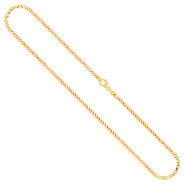 Goldkette als Panzerkette flach 0.8 Höhe in Gelbgold 585 / 14K, 60 cm lang, 2,4 mm breit, Gewicht ca. 8.8 g.