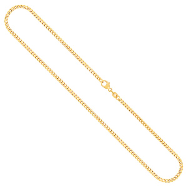 Goldkette als Panzerkette flach 0.8 Höhe in Gelbgold 585 / 14K, 36 cm lang, 2,4 mm breit, Gewicht ca. 5.7 g.