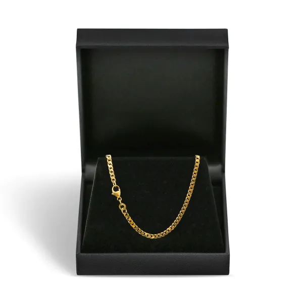 Goldkette als Panzerkette flach in Gelbgold 333 / 8K, 50 cm lang, 2,7 mm breit, Gewicht ca. 8.1 g.