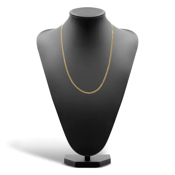 Goldkette als Panzerkette flach in Gelbgold 585 / 14K, 55 cm lang, 3,4 mm breit, Gewicht ca. 15.5 g.