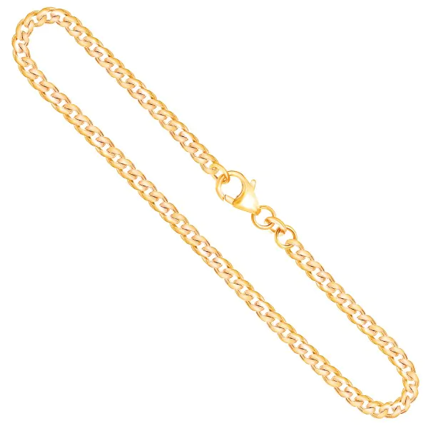 Goldkette als Panzerkette flach in Gelbgold 333 / 8K, 90 cm lang, 3,4 mm breit, Gewicht ca. 23.4 g.