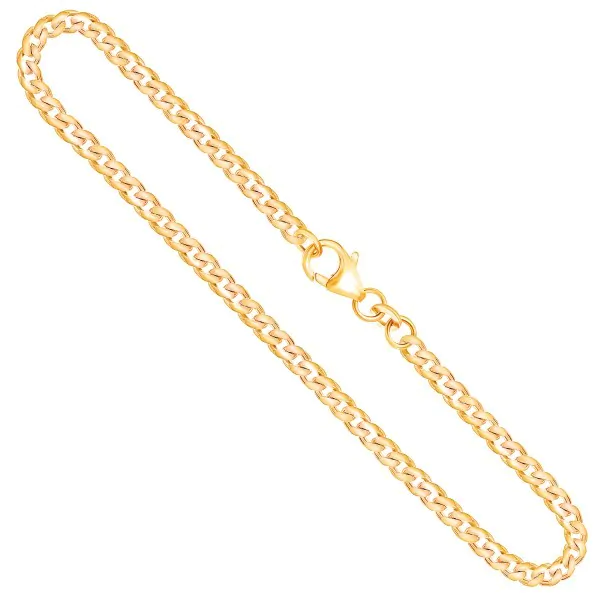 Goldkette als Panzerkette flach in Gelbgold 585 / 14K, 45 cm lang, 3,4 mm breit, Gewicht ca. 13 g.