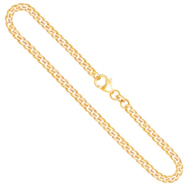 Goldkette als Panzerkette flach in Gelbgold 585 / 14K, 50 cm lang, 3,4 mm breit, Gewicht ca. 14.7 g.