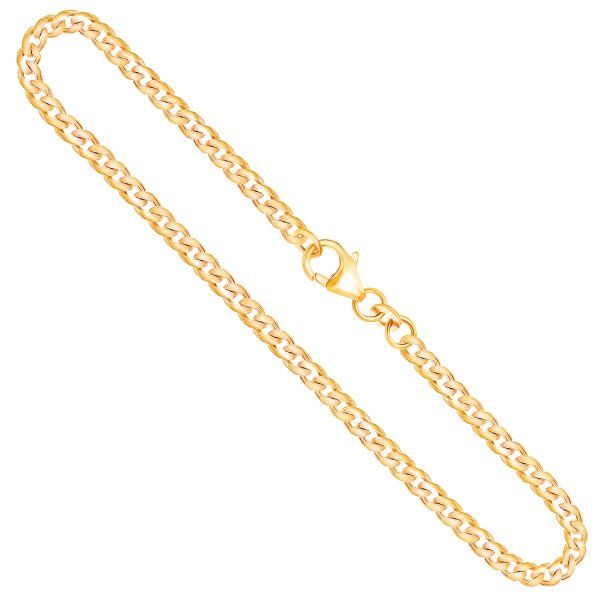 Goldkette als Panzerkette flach in Gelbgold 585 / 14K, 55 cm lang, 3,4 mm breit, Gewicht ca. 15.5 g.