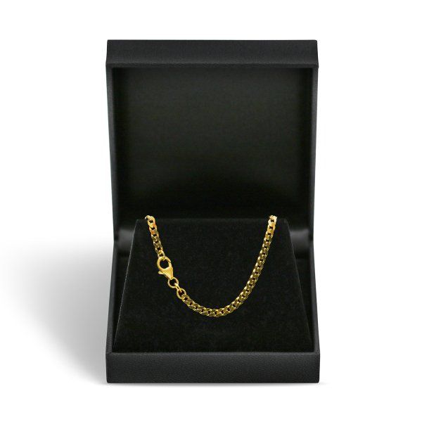 Goldkette als Panzerkette flach in Gelbgold 585 / 14K, 60 cm lang, 3,4 mm breit, Gewicht ca. 16.7 g.