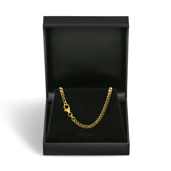 Armband als Panzerkette flach in Gelbgold 585 / 14K, 18,5 cm lang, 3,4 mm breit, Gewicht ca. 5.8 g.