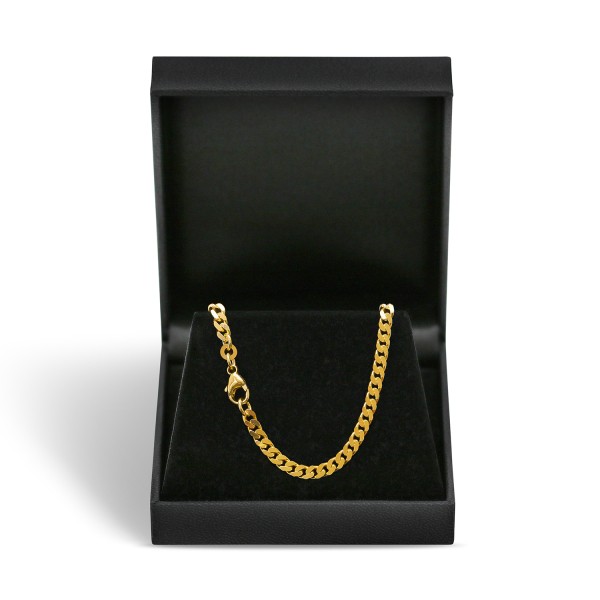 Goldkette als Panzerkette flach in Gelbgold 585 / 14K, 36 cm lang, 4,1 mm breit, Gewicht ca. 15 g.