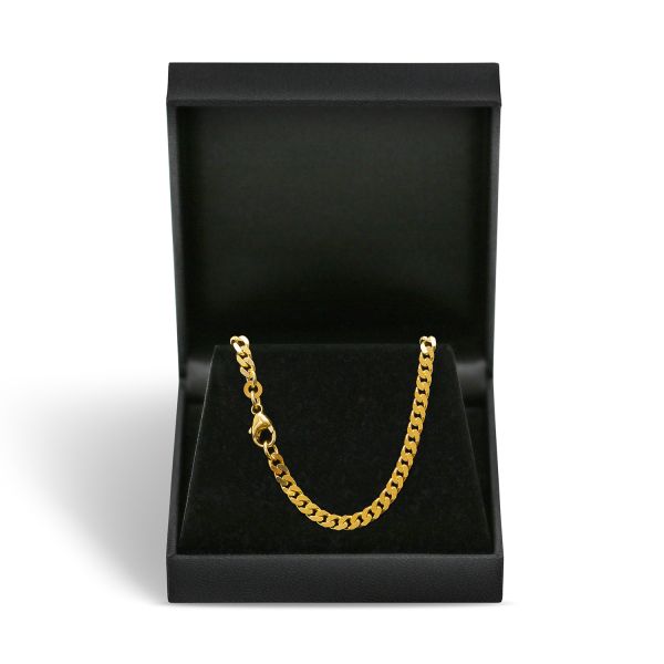 Goldkette als Panzerkette flach in Gelbgold 333 / 8K, 50 cm lang, 4,1 mm breit, Gewicht ca. 18.9 g.