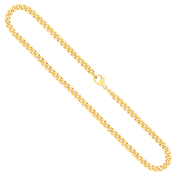 Goldkette als Panzerkette flach in Gelbgold 585 / 14 Karat, 65 cm lang, 4.7 mm breit, Gewicht ca. 38,6 g.